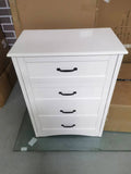 Tall Wood Dresser with Large Drawer & Delicate Handles for Closet, Living Room, Hallway - White