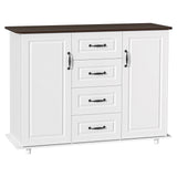 Sideboard Buffet Storage Cabinet with 4 Drawers & 2 Doors- Retro