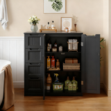 Asofer Bathroom Floor Storage Cabinet, Freestanding Cabinet with 4 Drawer & 2 Door & 2 Shelves for Bathroom, Kitchen, Living Room, Black