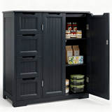 Asofer Bathroom Floor Storage Cabinet, Freestanding Cabinet with 4 Drawer & 2 Door & 2 Shelves for Bathroom, Kitchen, Living Room, Black
