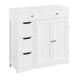 Bathroom Floor Cabinet with 4 Drawers and 2 Doors, Freestanding - White