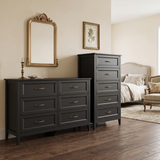 Asofer 2 Piece Wooden Dresser Set, Modern Chest of Drawers Combo, Storage Dresser Furniture for Bedroom & Living Room