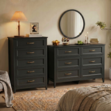 Bedroom Dresser Set of 2 - Includes 6 Drawer Dresser & 5 Drawer Dresser, Black