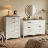 Bedroom Dresser Set of 2 - Includes 6 Drawer Dresser & 5 Drawer Dresser, Gray Countertop