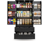 Noelse Kitchen Pantry Cabinet with Drawers,  47'' Pantry Storage Cabinets with 2 Doors and 3 Shelves for Kitchen Dining Room and Living Room, Black