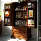 63" H Pantry Cabinet with 2 Doors and 1 Drawer, Solid & Sturdy, Storage Cabinet for Entryway, Kitchen - Brown
