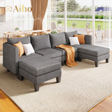 U-Shaped Sectional Sofa - Dark Grey