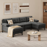 Asofer U-Shaped Sectional Sofa, Modular Fabric Sofa for 4 with Chaise for Apartment, office, Gray