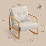 Asofer 2 piece Rocking Chair, Upholstered Linen Chair, Single Lounge Chair with Solid Wood Frame, Suitable for Living Room, Bedroom, Study, Beige