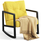 Patio Furniture , Outdoor Patio Rocking Chair with Soft Cushion for Patio, Garden - Yellow