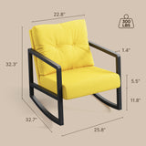 Patio Furniture , Outdoor Patio Rocking Chair with Soft Cushion for Patio, Garden - Yellow