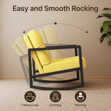 Patio Furniture , Outdoor Patio Rocking Chair with Soft Cushion for Patio, Garden - Yellow