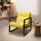 Aiho Rocking Chair Nursery with Upholstery, Cushions, and Armrests for Living Room, Porch-Yellow