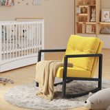 Aiho Rocking Chair Nursery with Upholstery, Cushions, and Armrests for Living Room, Porch-Yellow