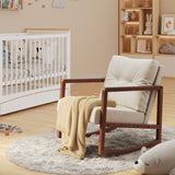 Aiho Rocking Chair Nursery with Upholstery, Cushions, and Armrests for Living Room, Porch-Grayish