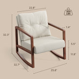 Aiho Rocking Chair Nursery with Upholstery, Cushions, and Armrests for Living Room, Porch-Grayish