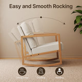 Asofer 2 piece Rocking Chair, Upholstered Linen Chair, Single Lounge Chair with Solid Wood Frame, Suitable for Living Room, Bedroom, Study, Beige