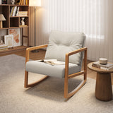 Asofer 2 piece Rocking Chair, Upholstered Linen Chair, Single Lounge Chair with Solid Wood Frame, Suitable for Living Room, Bedroom, Study, Beige