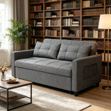 Asofer Small Full 3 in 1 Sofa Bed,71.7" Pull Out Sofa,Sleeper Loveseat with Storage Pocket for Apartment,Shared Apartments and Student Rentals,Dark Gray