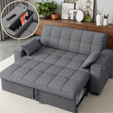 3 in-1 Convertible Sofa Bed, Lofka 48"W Loveseat Sleeper Sofa with Large Storage, Sofa Couches for Living Room, Bedroom, Apartment, Dark Grey