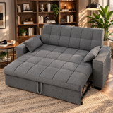 Asofer Small Full 3 in 1 Sofa Bed,71" Pull Out Sofa,Sleeper Loveseat with Storage Pocket for Apartment,Shared Apartments and Student Rentals,Dark Gray