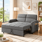 Asofer 3-in-1 Convertible Sofa Bed, 5-Position Adjustable Linen Loveseat for Small Space, Dark Gray