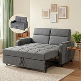 Asofer 3-in-1 Convertible Sofa Bed, 5-Position Adjustable Linen Loveseat for Small Space, Dark Gray