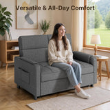Asofer 3-in-1 Convertible Sofa Bed, 5-Position Adjustable Linen Loveseat for Small Space, Dark Gray