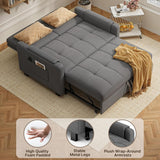 Asofer 3-in-1 Convertible Sofa Bed, 5-Position Adjustable Linen Loveseat for Small Space, Dark Gray