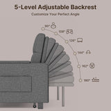 Asofer 3-in-1 Convertible Sofa Bed, 5-Position Adjustable Linen Loveseat for Small Space, Dark Gray