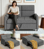 Pull Out Sofa,Asofer 3-in-1 Convertible Loveseat Sofa Bed with Adjustable Backrest,Sleeper for Guest Room,Small Apartment, Dark Gray