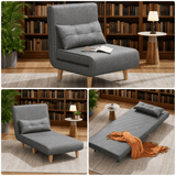 3-in-1 Convertible Chair Sofa Bed, Sleeper Bed Futon Sofa with Adjustable Backrest for Apartment/Office, Dark Gray