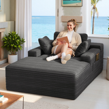 Lofka 47'' Oversized Chaise Lounge Chair Indoor, No Assembly Required, Sleeper Couch Fluffy Plush Corduroy Cloud Sofas Couches for Living Room, Gray