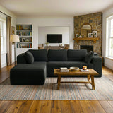 Sectional Couch with L-Shape Chaise, Modern Modular Sofa With with Deep Seat, Comfy 3 Seater Upholstered Couch for Living Room, No Assembly Required, Black