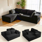 L-Shape Modular Sectional Sofa,Asofer 105" Cloud Sectional Couch with Chaise, Upholstered Corduroy Couch with Deep Seat, No Assembly Required