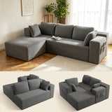 L-Shape Modular Sectional Sofa,Asofer 105" Cloud Sectional Couch with Chaise, Upholstered Corduroy Couch with Deep Seat, No Assembly Required