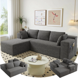 Lofka 105" Sectional Sofa, Cloud Sectional for Living Room with L-Shape Sofa Bed, Modern Soft Modular Couch for Bedroom, No Assembly Required, Grey