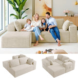 105” Cloud Sectional Couch with L-Shape Chaise, Lofka Modular Sectional Sofa with Deep Seat, Upholstered Couches for Living Room Bedroom,No Assembly Required,Beige (Plush Corduroy Fabric)