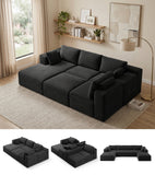 Sectional Sofa for Living Room with Chaise, Asofer Modular Cloud Sofa Couch with Deep Seat, Modern Boneless Couch with Back Cushion, Pillow, Ottoman, No Assembly Required, Corduroy Fabric