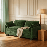 Asofer74.8" Sofa Couch with 2 Pillows and Soft Armrests for Living room, Bedroom, Apartment, Green