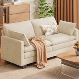 75'' Cloud Couches for Living Room Noelse 2 Seater Sofa Set Breathable Comfy Corduroy Love Seat Couches with Double Layer Upholstered Seat Cushion for Living Room Bedroom and Apartment, Beige