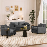 Asofer 4-Seat Modular Sectional Sofa Set , Modern Corduroy Cloud Couch for Living Room, Large Sofa with Deep Seats & Washable Cover, Dark Gray