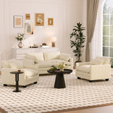 Asofer 4-Seat Modular Sectional Sofa Set , Modern Corduroy Cloud Couch for Living Room, Large Sofa with Deep Seats & Washable Cover, Beige