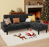 Asofer Luxury Velvet Sectional Sofa Couch, L-Shaped Sofa Set with Sofa Bed for Home, Living Room