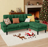 Asofer Luxury Velvet Sectional Sofa Couch, L-Shaped Sofa Set with Sofa Bed for Home, Living Room