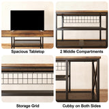 Mid-Century Wooden TV Stand for TVs up to 65" with Open Storage Shelves and Metal Frame - Retro