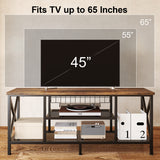 TV Stand Entertainment Center for TV up to 65 inch, with Storage Shelves for Living Room - Rustic Brown