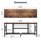 Mid-Century Wooden TV Stand for TVs up to 65" with Open Storage Shelves and Metal Frame - Retro