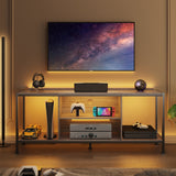 TV Stand for TV to 65 inch with Open Storage Shelves - Gray