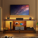 TV Stand for TV to 65 inch with Open Storage Shelves - Retro